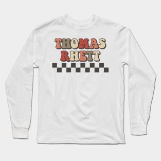 Thomas Rhett Checkered Retro Groovy Style Long Sleeve T-Shirt